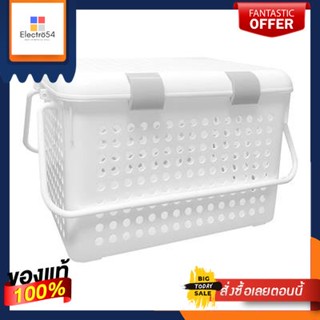 ตะกร้าอเนกประสงค์ทรงเหลี่ยมพร้อมฝาปิดและหูหิ้ว Circle KASSA HOME รุ่น SHC-2550 สีขาวMultipurpose Square Basket with Lid