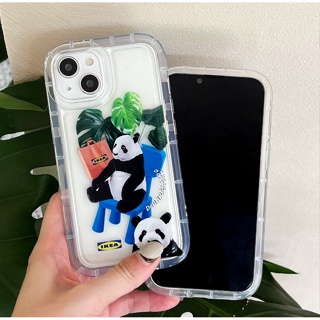 เคสโทรศัพท์ซิลิโคน TPU ใส แบบนิ่ม ลายแพนด้า กันกระแทก สําหรับ IPhone 14 13 12 11 Pro Max 7 8 XS X XR 6 6S Plus SE 2020