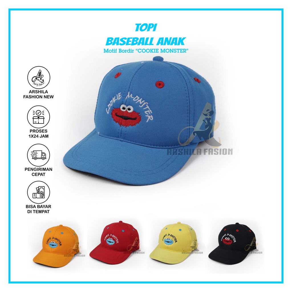 COOKIE MONSTER EMBROIDERED CHILDRENS BASEBALL CAP / COOKIE EMBROIDERED CHILDRENS CAP