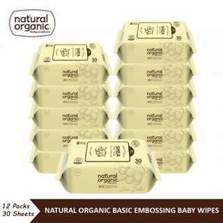 Natural Organic,Basic Embossing Baby Wipes (Portable Type,12*30 Sheets) ทิชชูเปียกออแกนิค เนเชอรัลออแกนิค ขนาดพกพา