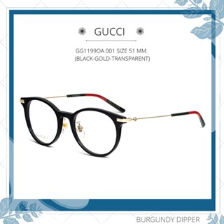 กรอบแว่นตา GUCCI รุ่น GG1199OA 001 SIZE 51 MM. (BLACK-GOLD-TRANSPARENT)