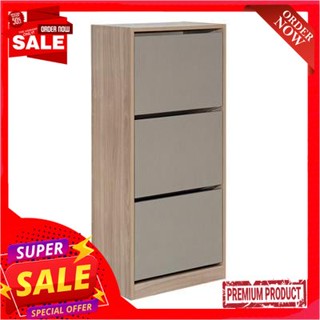 cabinet ตู้รองเท้าบานสวิง 3 บาน KASSA รุ่น ลายผ้า ขนาด 50 ซม. สีครีมShoe cabinet with 3 swing doors, KASSA model, fabric