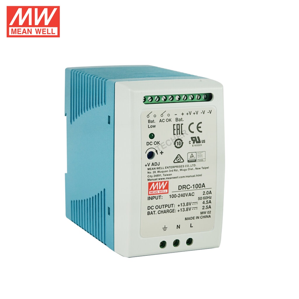 MEAN WELL DRC-100A Din-rail Power Supply 100W 12V 4.5A with Battery Charger (DC UPS) รับประกัน 3 ปี 
