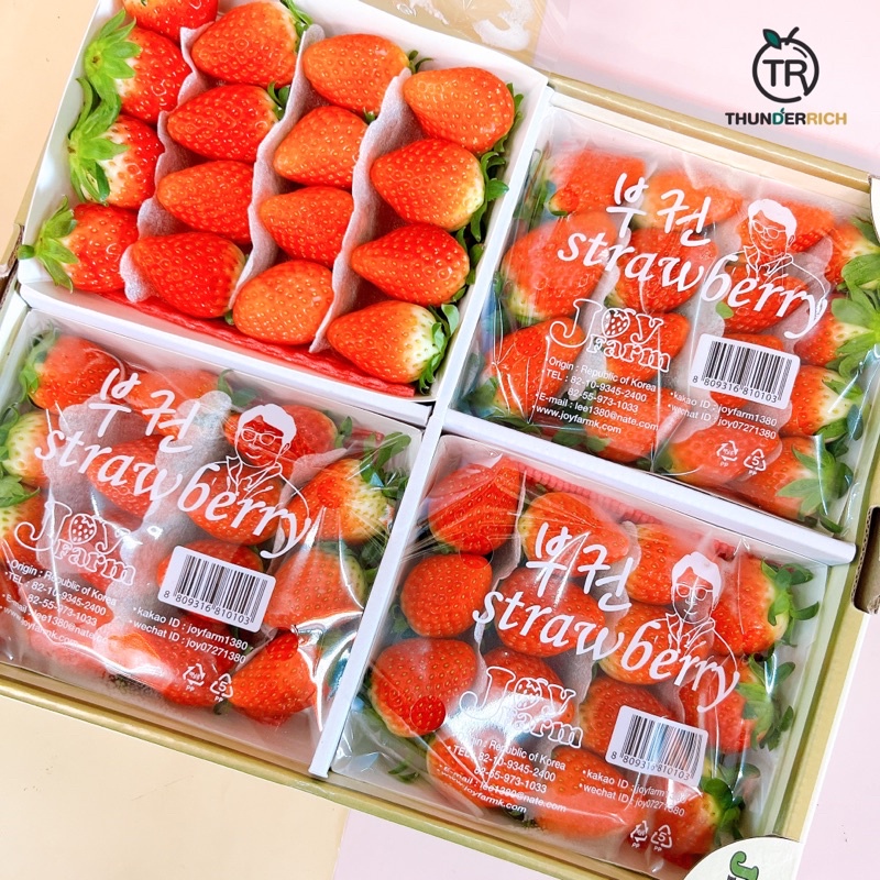 ส่งฟรี สินค้าเลื่อนเข้าใหม่ 13/2/68 Joy Farm Korea Strawberry สตรอว์เบอร์รี่นำเข้าจากประเทศเกาหลี