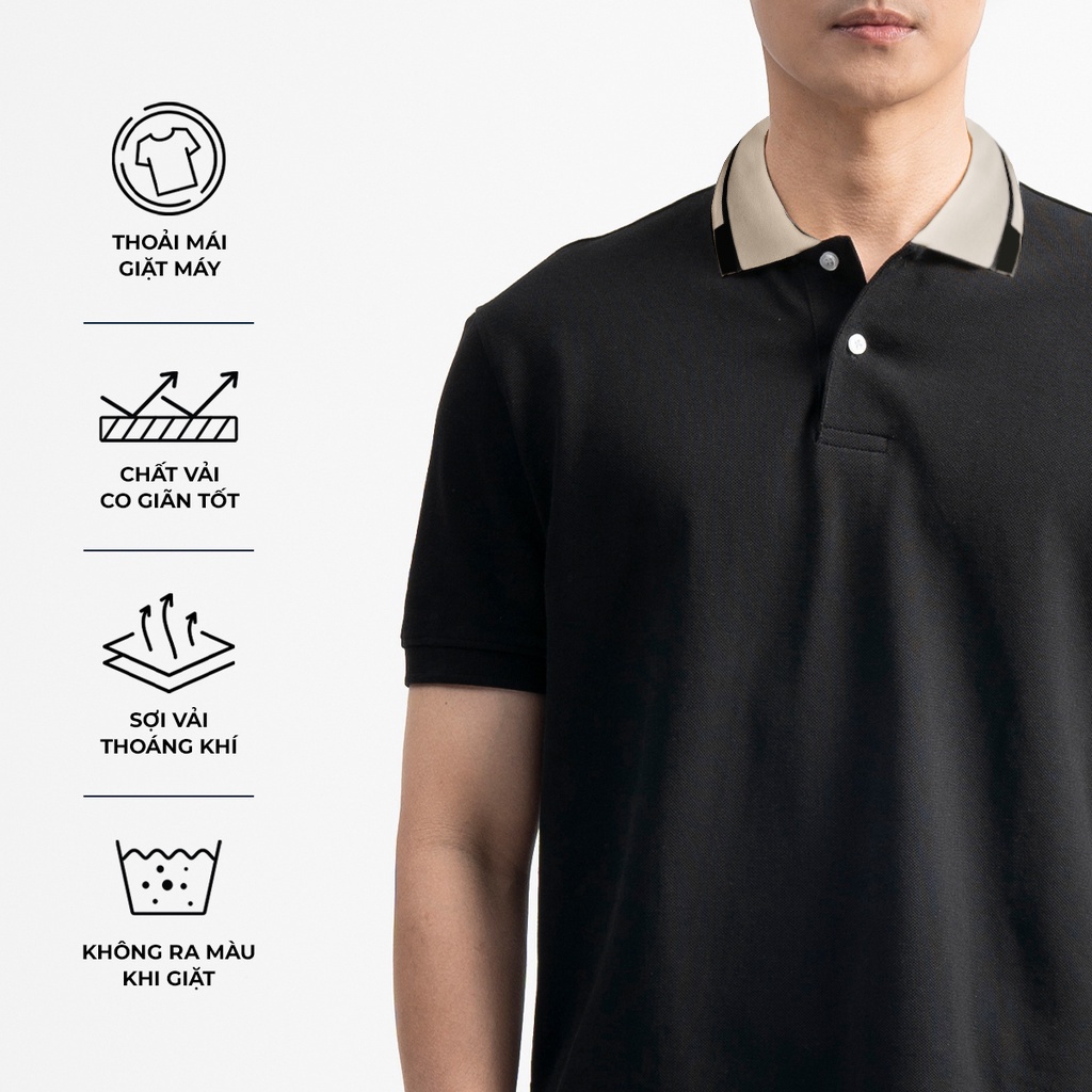 เสื้อโปโลคอปก Ube สีดํา แบบผู้ชายและผู้หญิง คุณภาพสูง ผ้าต่อต้านริ้วรอยและไม่ระบาย - สีดํา UBE