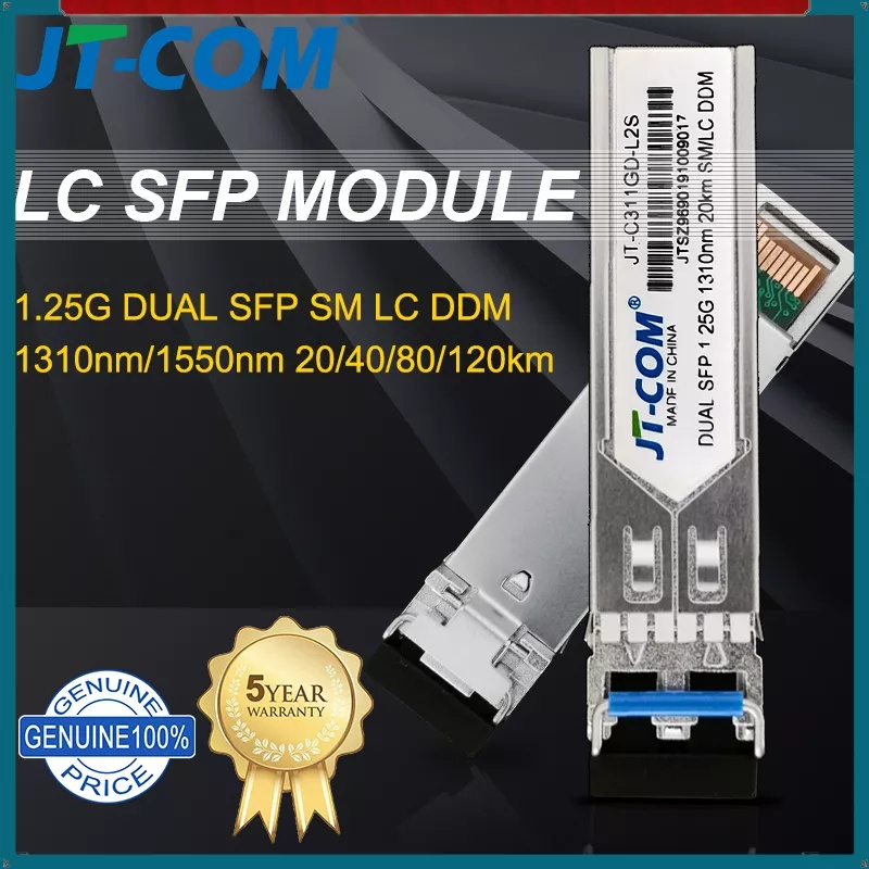 Jt-com 1PCS Duplex LC โมดูลเดี่ยว Gigabit Mini Optical SFP โมดูล 20 / 40 / 80 / 120 กม. 1.25G SFP โมดูลไฟเบอร์ 1310nm / 1550nm Turranceiver สวิทช์ใช้งานร่วมกับ Mikrotik Cisco