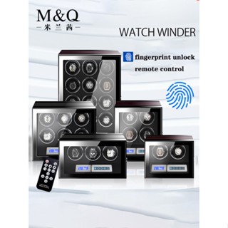 MELANCY ยี่ห้อ 2023 Spot ของขวัญปีใหม่สีเปียโนสีดำ 3/4/6/9/12 ช่องไขลานอัตโนมัติ watch winder  MQ-E รุ่น ช่องกล่องนาฬิกาจักรกลคู่พร้อมกล่องแสดงนาฬิกาลายนิ้วมือรุ่น กล่องเก็บนาฬิกา กล่องใส่นาฬิกา กล่องนาฬิกาหมุนได้  แหวนนาฬิกา กล่องเก็บนาฬิกา