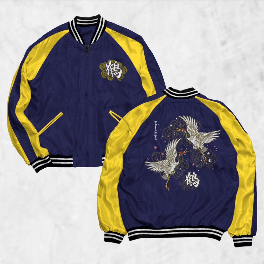 HHIPNOP Sukajan Crane Jacket สกรีนลายแจ็คเก็ตผู้ชายและผู้หญิง Distro Unisex Japan Premium Original