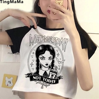 เสื้อครอปท็อป ลาย i Hate Everything Wednesday Addams fairycore สไตล์โกธิค สําหรับเด็กผู้หญิง