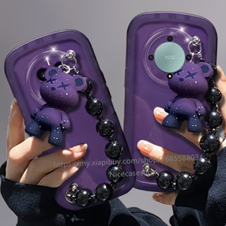 Ready Stock Honor X9a 5G เคส New Phone Case Lens Double Protection Casing with Black Bracelet Cute Bear Doll Fashion Phone Back Cover เคสโทรศัพท