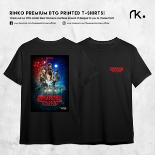 เสื้อยืดลําลอง ผ้าฝ้าย 100% แขนสั้น พิมพ์ลายโลโก้ DTG Stranger Things Supernatural mysteries สําหรับผู้ชาย