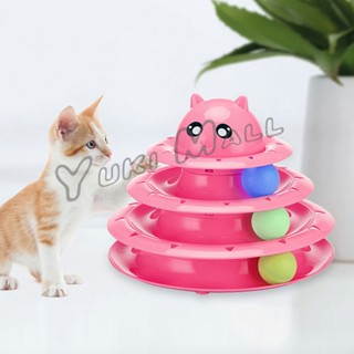 รางบอล ตาโต ของเล่นแมวทรงโดม  รางบอล 4 ชั้น   Cat play plate