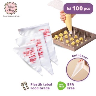 Plastik Segitiga Buttercream Piping Bag Kantong Adonan 1 Pack isi 100 Lembar Import