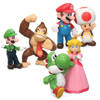โมเดลมาริโอ้ ฟิกเกอร์ super mario bros . 4 series 6 ชิ้น ของเล่นสําหรับเด็กของขวัญของเล่นเด็ก น่ารักมาก