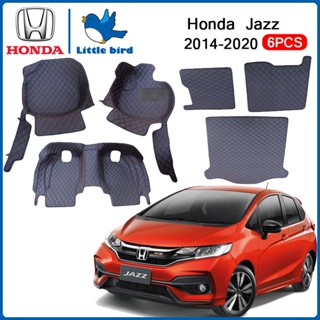 little bird พรมปูพื้นเข้ารูปรถยนต์ Honda Jazz GK ปี 2014-2020 6PCS (หนังแท้PVC 12สี) พรมปูพื้นรถยนต์ พรมรถยนต์