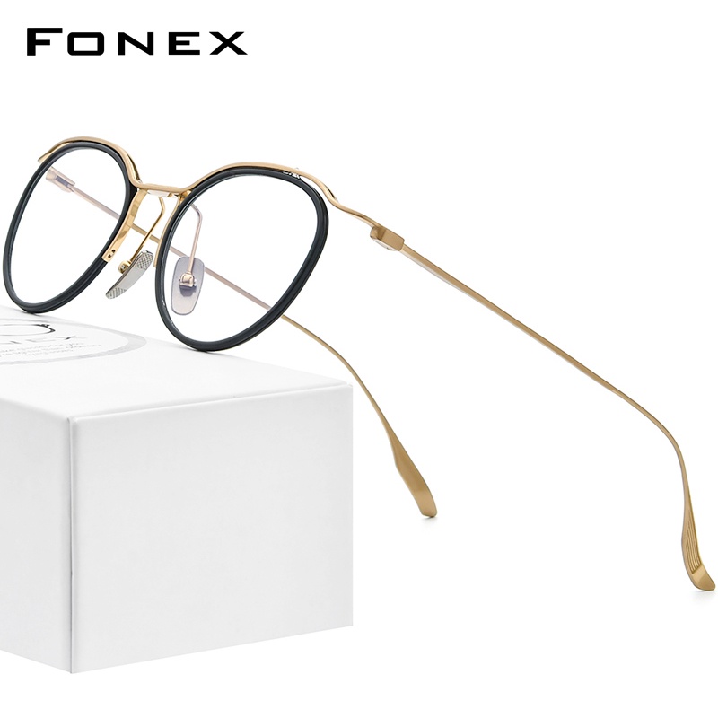 Fonex กรอบแว่นตา ไทเทเนียม กึ่งไร้ขอบ ทรงสี่เหลี่ยม ขนาดใหญ่ สําหรับผู้หญิง F85715