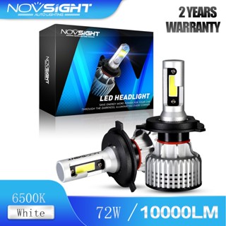 Novsight N12 H4 9003 HB2 ชุดแปลงไฟหน้ารถยนต์ LED 72W 10000LM 6500K H4 สว่างมาก สีขาว