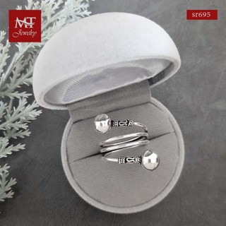 MT แหวนเงินแท้ หัวบอลกลม แบบไขว้ สไตล์บาหลี ไซส์: 50, 55, 64 Solid 925 Sterling Silver Ring (sr695) MT Jewelry มณีธารา