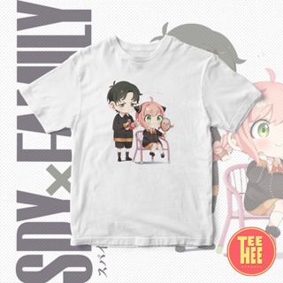 เสื้อยืดอนิเมะพิมพ์ลาย Spy X Family Anya Forger และ Damian Desmond ผ้าฝ้ายแขนสั้น