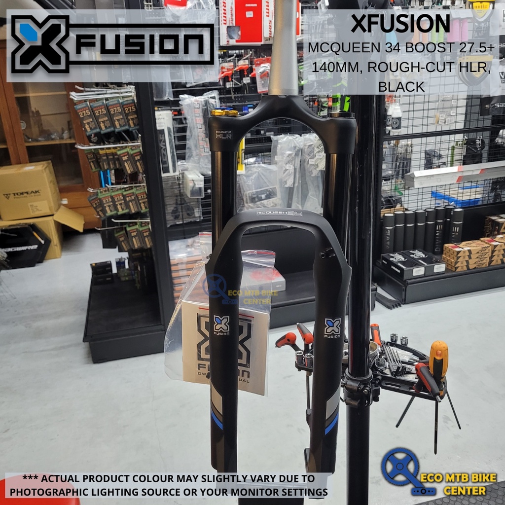 XFUSION FORK MCQUEEN 34 BOOST 27.5+ 140MM, ROUGH-CUT HLR, สีดํา