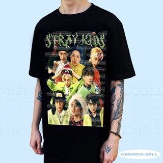 StrayKids Korean Vintage Bootleg Oversized Unisex Black Shirt KPOP DTG Green Stray Kids Oddinary_11