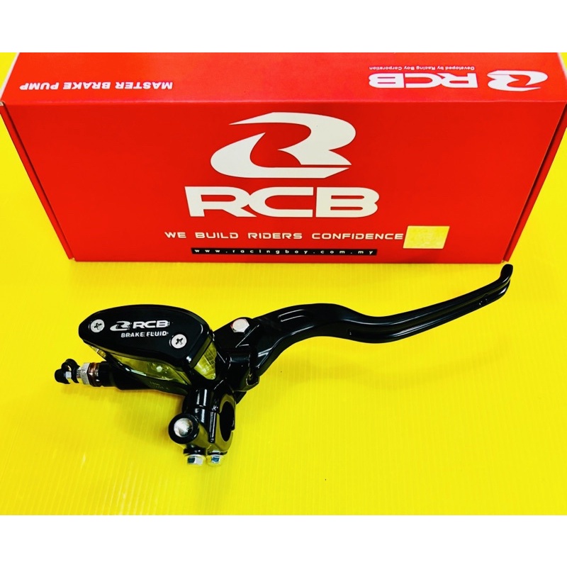 ปั้มเบรคตู้ปลา E2 ข้างขวา ลูกสูงปั้ม14mm. RCB RACING BOYแท้100% (พร้อมสติ้กเกอร์RCB) ปั้มบนตู้ปลา ปั