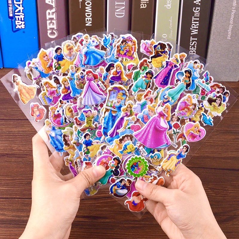 ส่งไทย🇹🇭(ชุดใหม่)สติ๊กเกอร์3d ชุดเด็กหญิง/ชาย 5,10 แผ่น เจ้าหญิง สัตว์น่ารัก ปลา ผลไม้ขนม น่ารักๆ คัดลายเด็กผู้หญิง