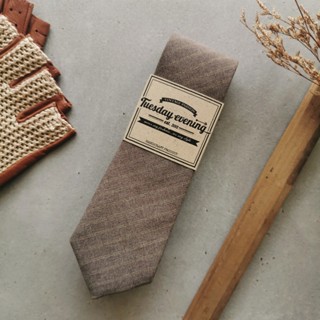 Necktie Light Brown with Gold Stripe เนคไทสีน้ำตาลอ่อนลายทางสีเหลืองทอง