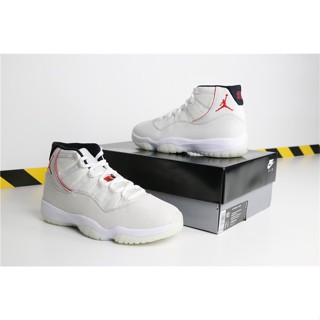 Olw8 S.G Air Jordan 11 "Platinum Tint" รองเท้าบาสเก็ตบอล สีขาว สีเบจ สีแดง สําหรับผู้ชาย 378037-016