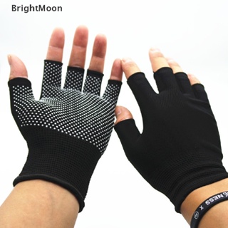 Brightmoon ถุงมือครึ่งนิ้ว ผ้าถัก ระบายอากาศ กันลื่น สําหรับขี่จักรยาน เดินป่า ฟิตเนส