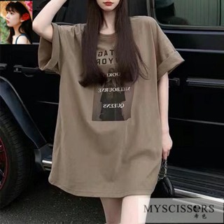 Luomandresspot【 40-120kgfat sister】เสื้อยืดแขนสั้น ทรงหลวม สไตล์เกาหลีตะวันตก ไซซ์ M-5xl 200jin【 M-5xl