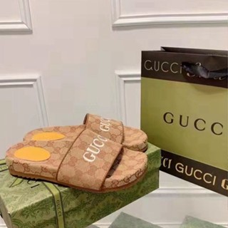 Gucci รองเท้าแตะชายหาด ส้นหนา ปักลาย สไตล์ยุโรป สําหรับผู้หญิง 2022