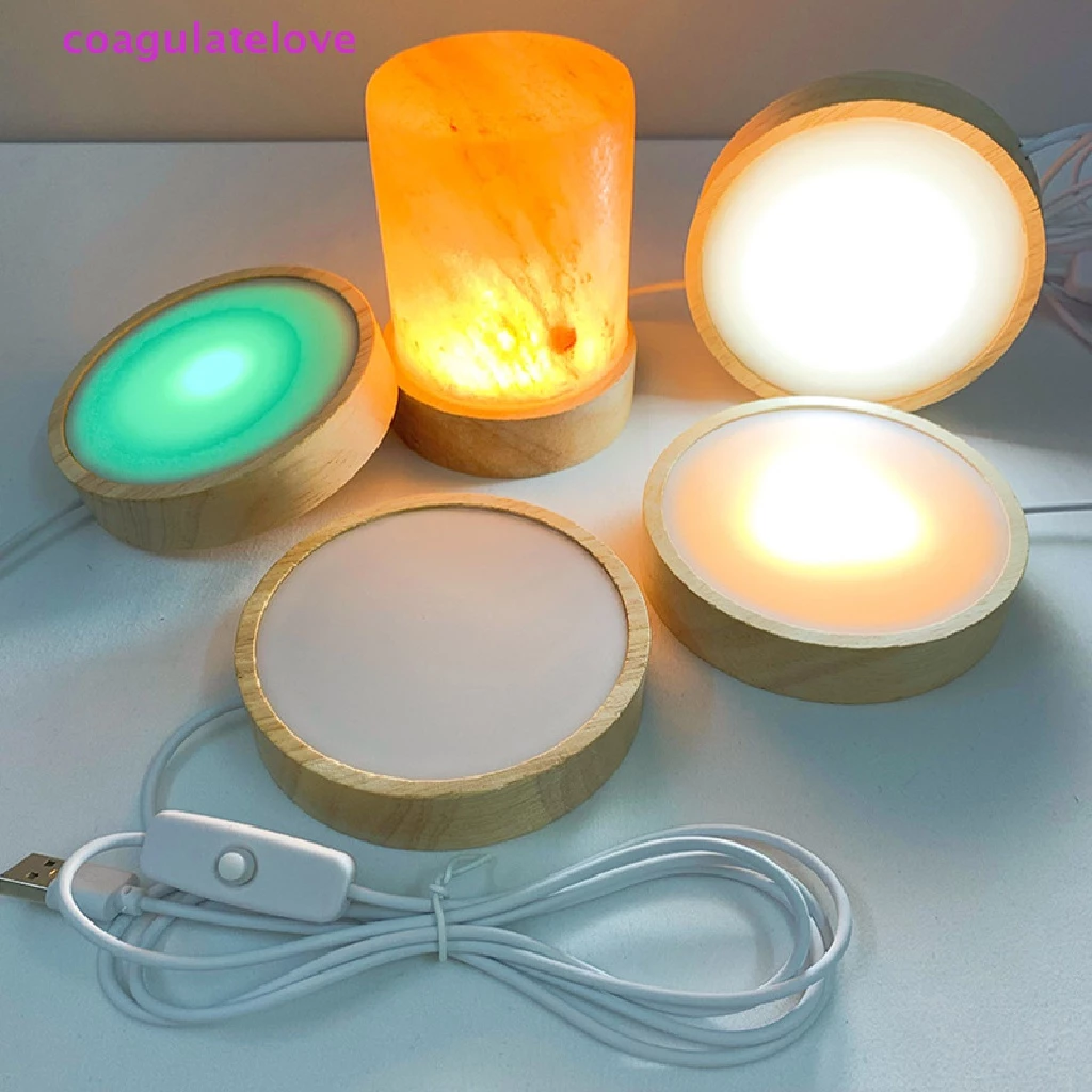 Coagulatelove Round LED Night Light Base ขาตั้งจอแสดงผลสําหรับตกแต่งแก้วคริสตัล [HOT]