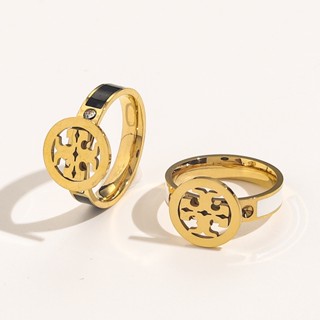 Tory Burch แหวนเงิน 925 ลายตัวอักษร สีทอง และสีเงิน สไตล์เกาหลี เรียบง่าย สร้างสรรค์ เครื่องประดับ สําหรับผู้หญิง