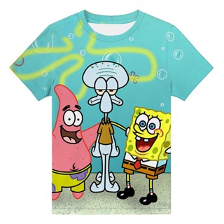 เสื้อยืด พิมพ์ลายการ์ตูน Spongebob Pie Star Good Friend 3 มิติ แฟชั่นฤดูร้อน สําหรับเด็กผู้ชาย และเด็กผู้หญิง