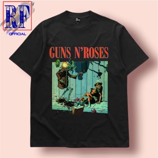 oversize T-shirt เสื้อยืด | เสื้อโอเวอร์ไซซ์ | เสื้อยืด พิมพ์ลาย Gnr BAND Gun N Roses Was Here | ปืนและดอกกุหลาบ | เสื้อ