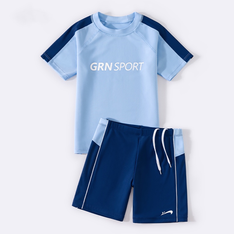 Yuke ชุดว่ายน้ําเด็กชุดว่ายน้ําเด็กชายชุดว่ายน้ําสองชิ้นแยกกลางเด็กใหญ่เด็กทารกสไตล์ใหม่ระบายอากาศว่ายน้ําแห้งเร็ว - รูปที่ 2