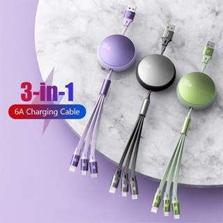 3 in 1 สายชาร์จเร็ว 6A 100W Micro/Type C USB สายชาร์จข้อมูล สําหรับ Samsung Xiaomi