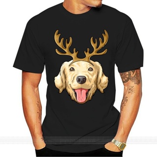 Golden Retriever Reindeer Antlers Christmas Golden Retriever T-Shirt-MenS T-Shirt-Black_04