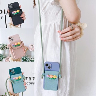 ⭐มีสินค้าจริง⭐ เคสโทรศัพท์มือถือหนัง ซิลิโคน ลายดอกไม้น่ารัก พร้อมสายคล้องคอ และกระเป๋าสตางค์ สําหรับ Samsung Galaxy A20S A04 M23 M33 M53 M13 S23 Plus Ultra Note 8 9