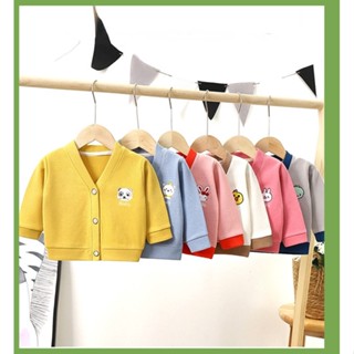 [ML] พร้อมส่ง เสื้อแจ็กเก็ตคาร์ดิแกน แขนยาว คอปก ปักลายดอกไม้ ขนาดเล็ก 73-130 ซม. สําหรับเด็กผู้ชาย