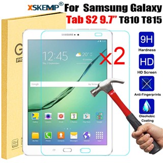 ฟิล์มกระจกนิรภัยกันรอยหน้าจอ แบบใส 9H กันรอยขีดข่วน สําหรับ Samsung Galaxy Tab S2 9.7 T810 T815 2 ชิ้น