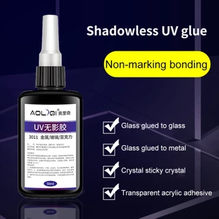 กาวอะคริลิค UV ใส 50 มล. สําหรับกระจก คริสตัล อะคริลิค กาว UV ฉายรังสี บ่มเร็ว