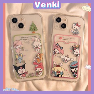 VENKI - เคสไอโฟน11 เคส สำหรับ iPhone 14 Pro Max Card Holder Case Clear Card Storage ฝาหลังการ์ตูนน่ารักป้องกันกล้องกันกระแทกสำหรับ iPhone 14 13 12 11 Plus Pro Max 7 Plus X XR