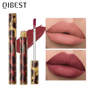 QIBEST 1PC Matte Lip Gloss Brown Tube Waterproof Liquid Lipstick Long-lasting Easy To Color Lip Makeup Professional Sexy Red Pink Women Comestic