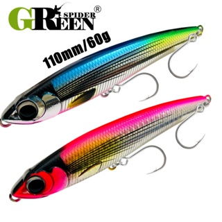 Greenspider ใหม่ เหยื่อตกปลาประดิษฐ์ 110 มม. 60 กรัม 5 ชิ้น สําหรับ GT Tuna Sea