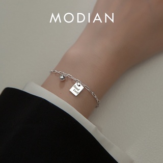 Modian สร้อยข้อมือโซ่ เงินแท้ 925 แกะสลัก เรียบง่าย เครื่องประดับแฟชั่น สําหรับผู้หญิง