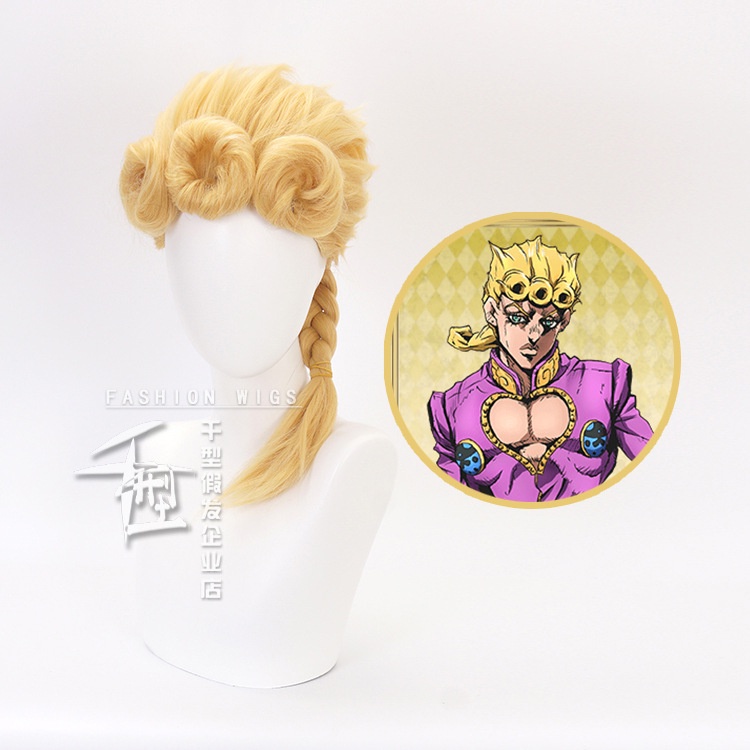 Jecarden JoJo's Bizarre Adventure Giorno Giovanna วิกผมสังเคราะห์ ทนความร้อน คอสเพลย์