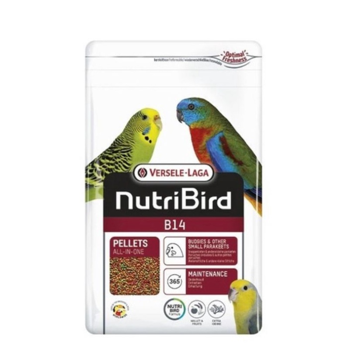 NutriBird B14 อาหารนก กรงหัวจุก เลิฟเบิร์ด ฟอฟัส หงษ์หยก แพ็คเก็จ 800 กรัม