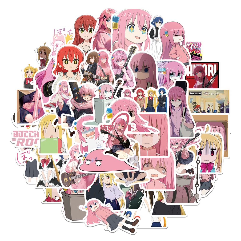 Kawaii อะนิเมะ BOCCHI THE ROCK! 50 ชิ้น สติกเกอร์ กันน้ํา สําหรับติดตกแต่งแล็ปท็อป กระเป๋าเดินทาง